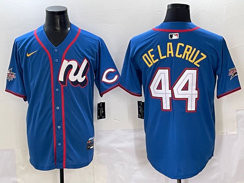 Men 2025 Cincinnati Reds #44 De Lacruz Blue All star Nike MLB Jersey style 1